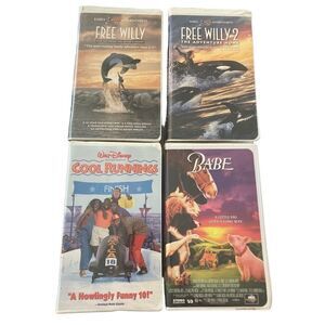 Babe Free Willy 1 & 2 Cool Runnings VHS Tape Vintage Movie 80s 90s Y2K Family Ki